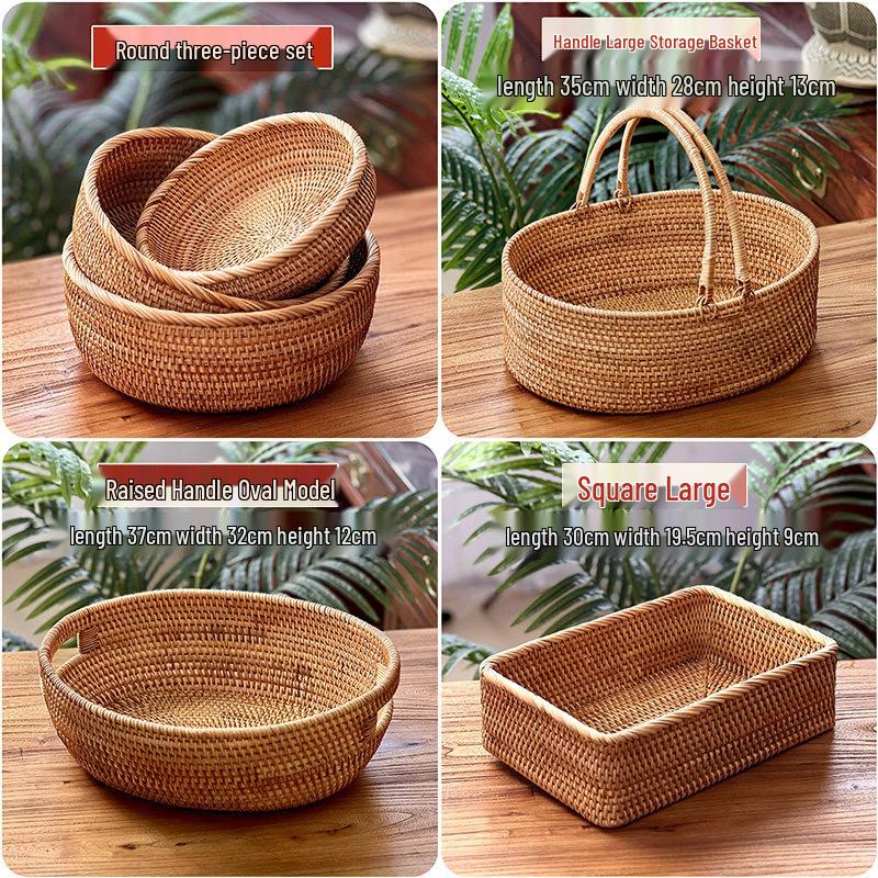 Rattan Woven Round Fruit Storage Basket