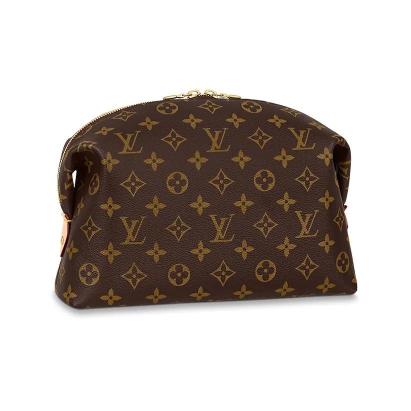 Louis Vuitton Neceser/Bolsa de Cosméticos Grande para Mujer con Estampado Integral y Cierre de Cremallera Marrón