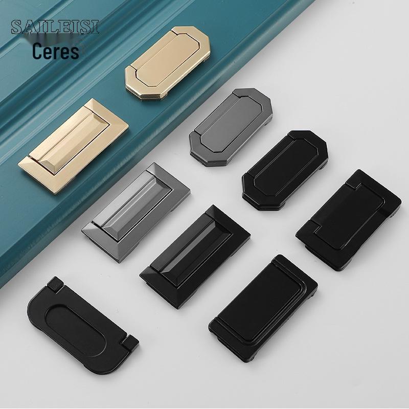 Black Zinc Alloy Concealed Handle Bedside Table and Wardrobe.