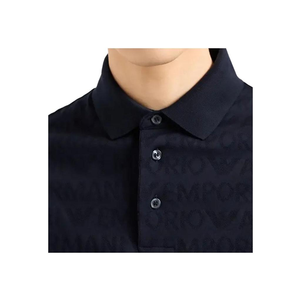 Emporio Armani Polo Shirt With All Over Print Men Tops Navy-Blue 3D1FM8-1JORZ-0920