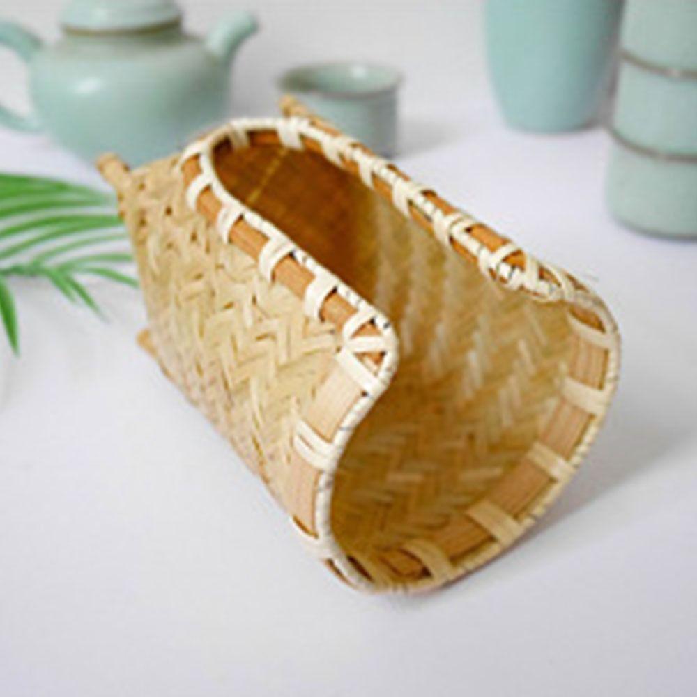 Bamboo Woven Cup Holder Rack Retro Japanese-style Tea Cup Storage Basket Handmade Space Saving Paper Cup Dispenser for Bathroom