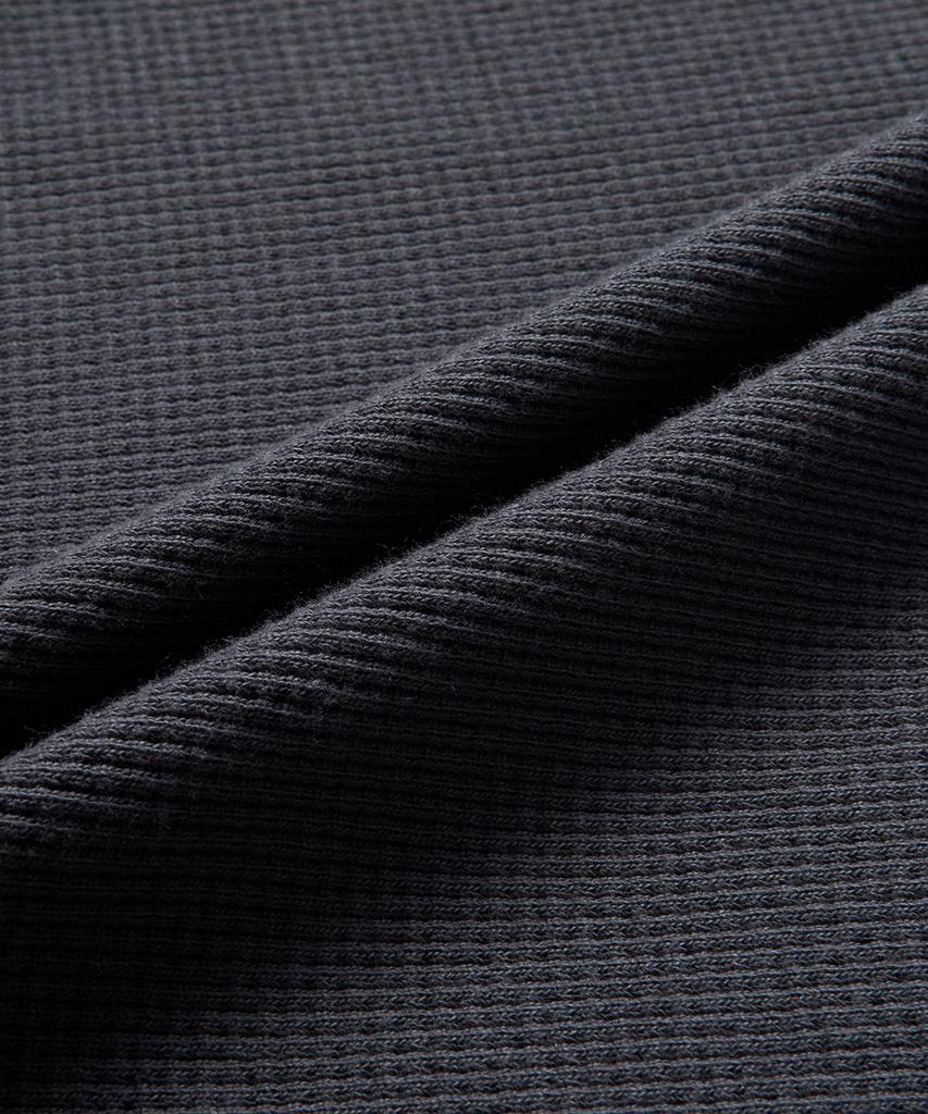 BEYOND CLOSET [Collection Line] Heavyweight Waffle Henley Neck T-Shirt Charcoal Gray