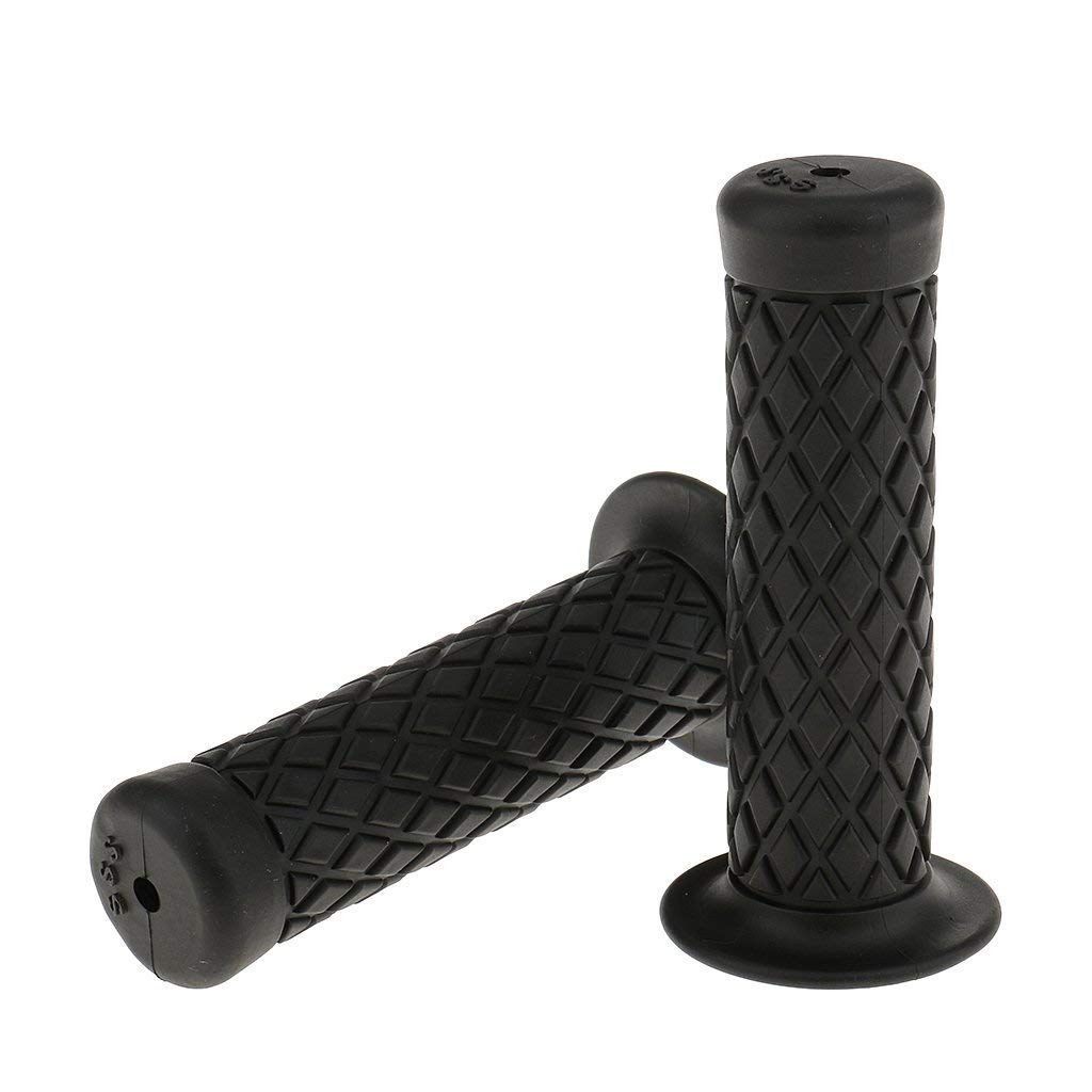 HANSWD 22mm Motorcycle Rubber Handle Grips Left and Right Set of 2 Corrosion Resistant Low Temperature (Black)