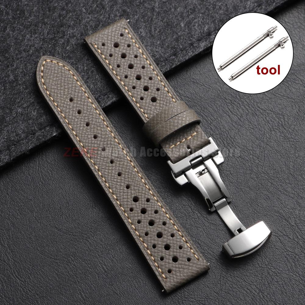 Vintage Handgefertigtes Leder Uhrenarmband 18mm 20mm 22mm für Seiko Atmungsaktives Poröses Rindsleder Uhrenarmband Faltschließe Armband Gürtel