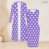 Women Plus Size Two Piece Set Long Sleeve Open Front Cardigan Round Neck Sleeveless Bodycon Dress Geometric Printed Pink Black White