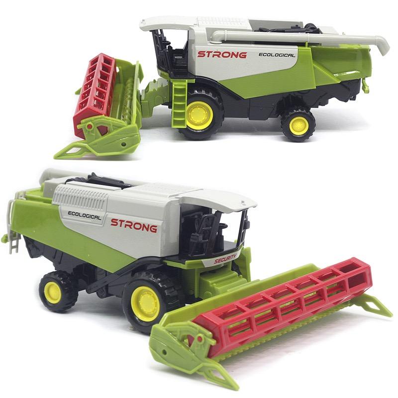 1 set, large-sized alloy farmer wheat harvesting toy model vehicle (with harvesting tools), with return force function, gift toy