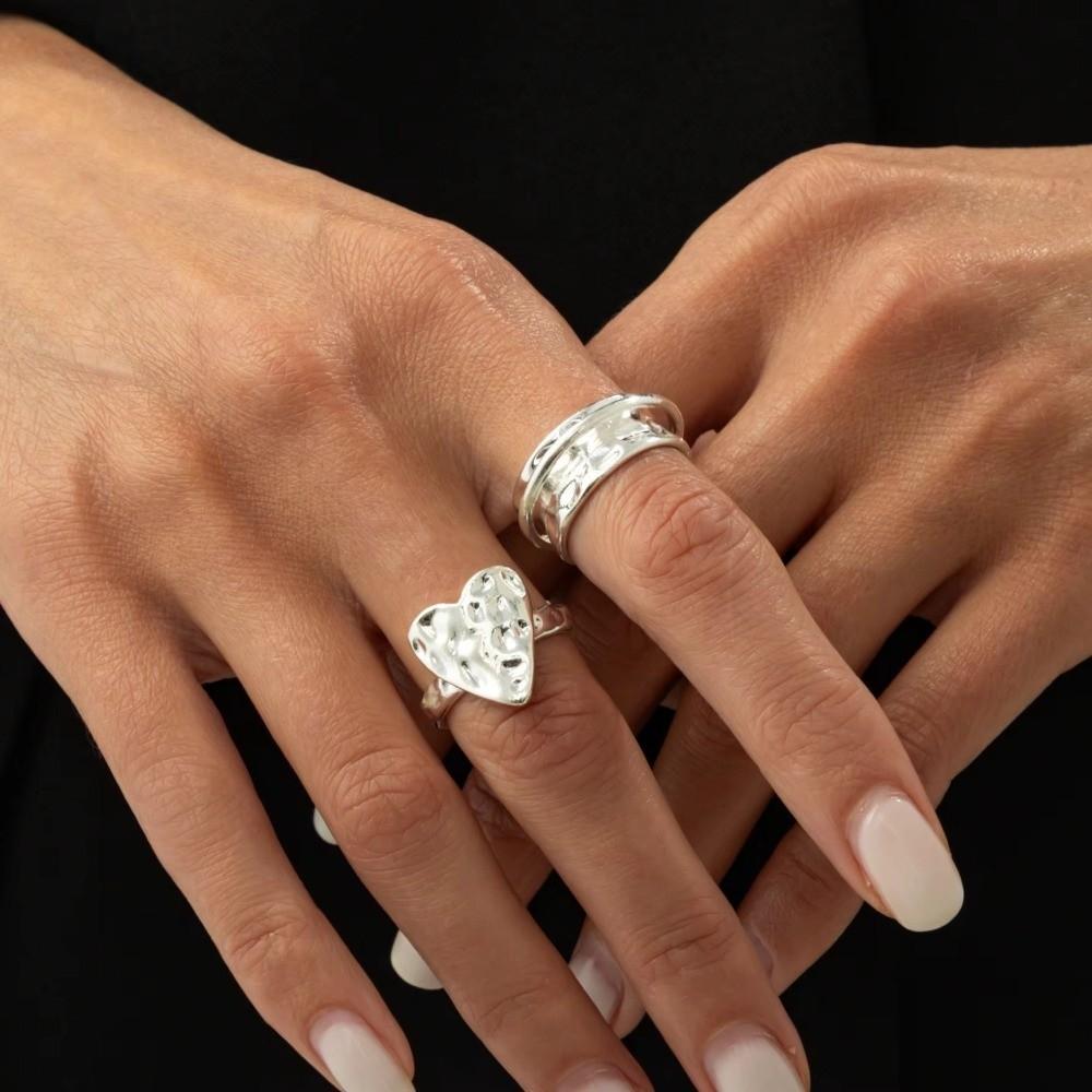Exaggerated Wide Ring Set Heart Shaped Women Jewelry Fashion Joint Rings  Ladies