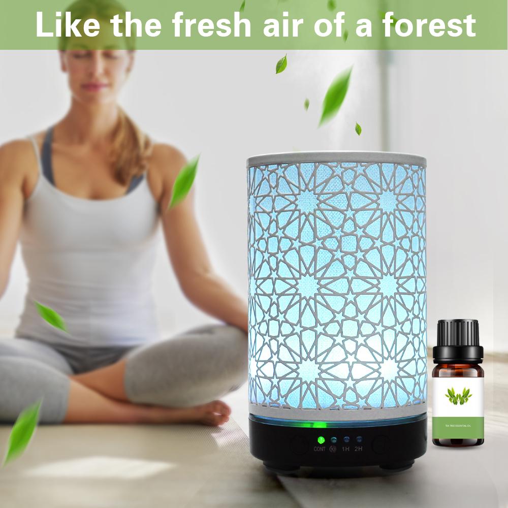 Hollow Star Aroma Diffuser Ultrasonic Air Humidifier Essential Oil Aromatherapy Cool Mist Maker for Home 100ml with LED Lights