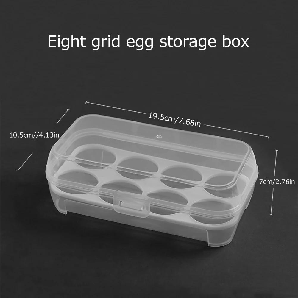 3/4/8 Grids Eggs Box Case Shockproof Egg Holder Kitchen Container Case Transparent Organizer for Outdoor Camping Picnic