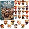 2026 3D Highland Cow Advent Calendar Highland Cow Gifts 24 Days Christmas Countdown Calendar Mini Scottish Cow Toy For Cow Lover