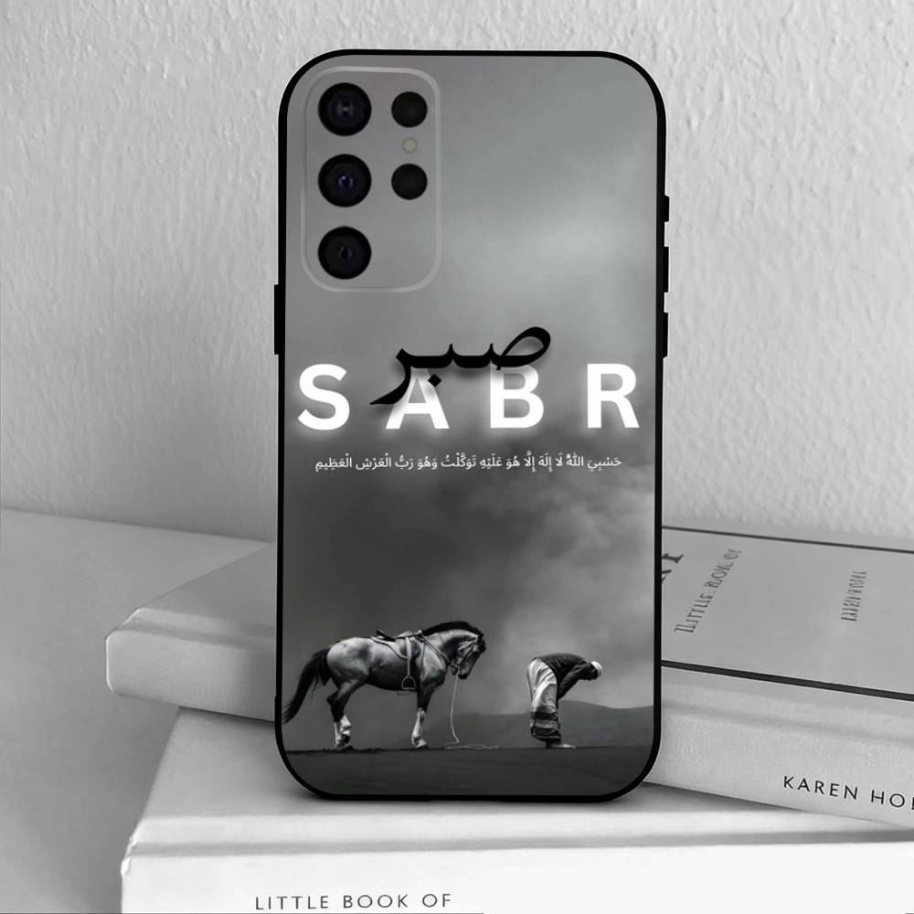 Q-Quran Sabr Islam Patience COOL  Phone Case For Samsung S25,S24,S21,S22,S23,S30,Ultra,S20,Plus,Others Soft Black Case