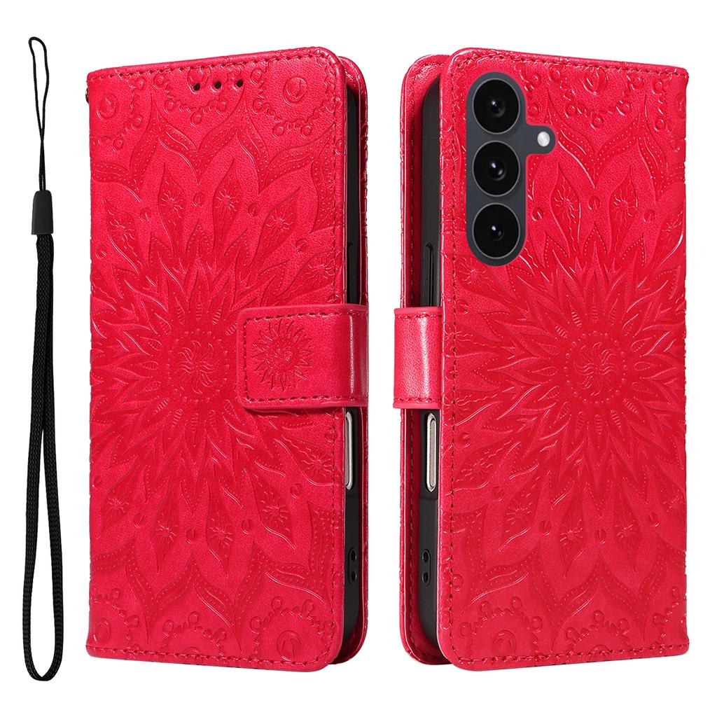 For Samsung Galaxy S25 FE Leather Wallet Case Sunflower Imprinted Phone Cover
