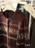 Women's Retro Fair Isle Wool Jacquard Round Neck Loose Cardigan Sweater, Autumn Collection
