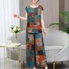 Plus Size Summer Pants Sets for Women  Elegant Loose Vintage Print 2 Piece Outifts