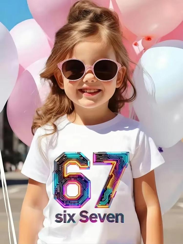 Kids 67 Themed Colorful Print TShirt Soft Cotton Fabric Breathable and Comfortable Ideal for Toddlers and Childrendf0207