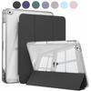 Case for iPad 5th 6th Gen Air 1 2 Case with Pencil Holder, Hard Clear Transparent Back and Soft TPU Shockproof Frame Cover