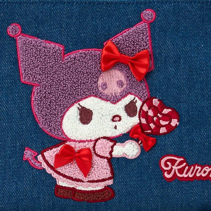 Sanrio Sagara Embroidered Denim Pouch KUROMI Japan NEW Sanrio Characters