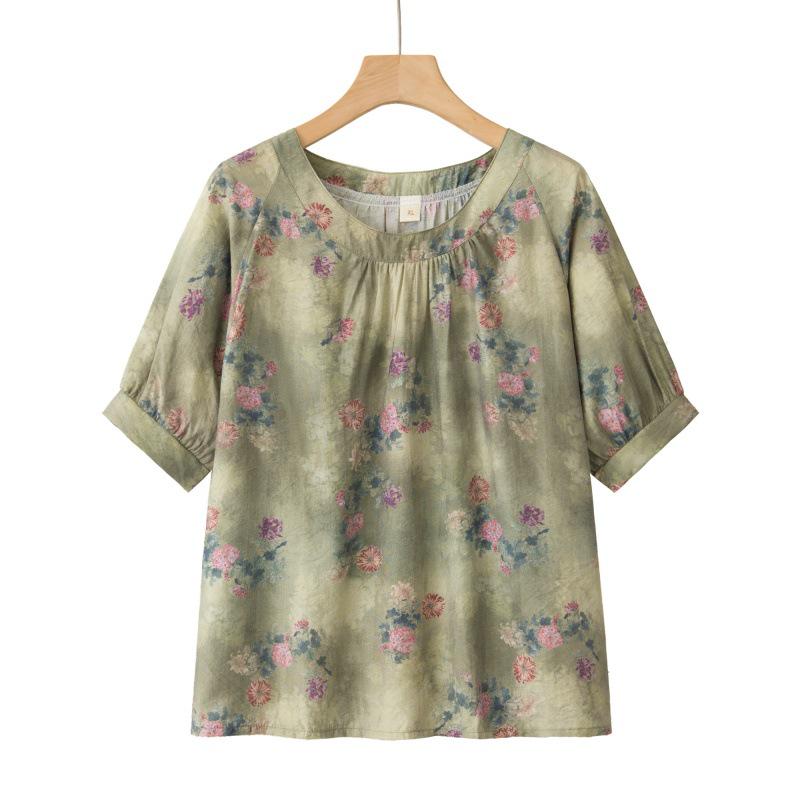 

Elegant Retro Chinese Style Women s Top - Breathable Summer Wear for Mothers and Grandmothers 4XL for 135-155 jin