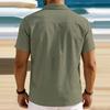 Herren Vintage Baumwoll-Leinen Hemd Locker geschnitten