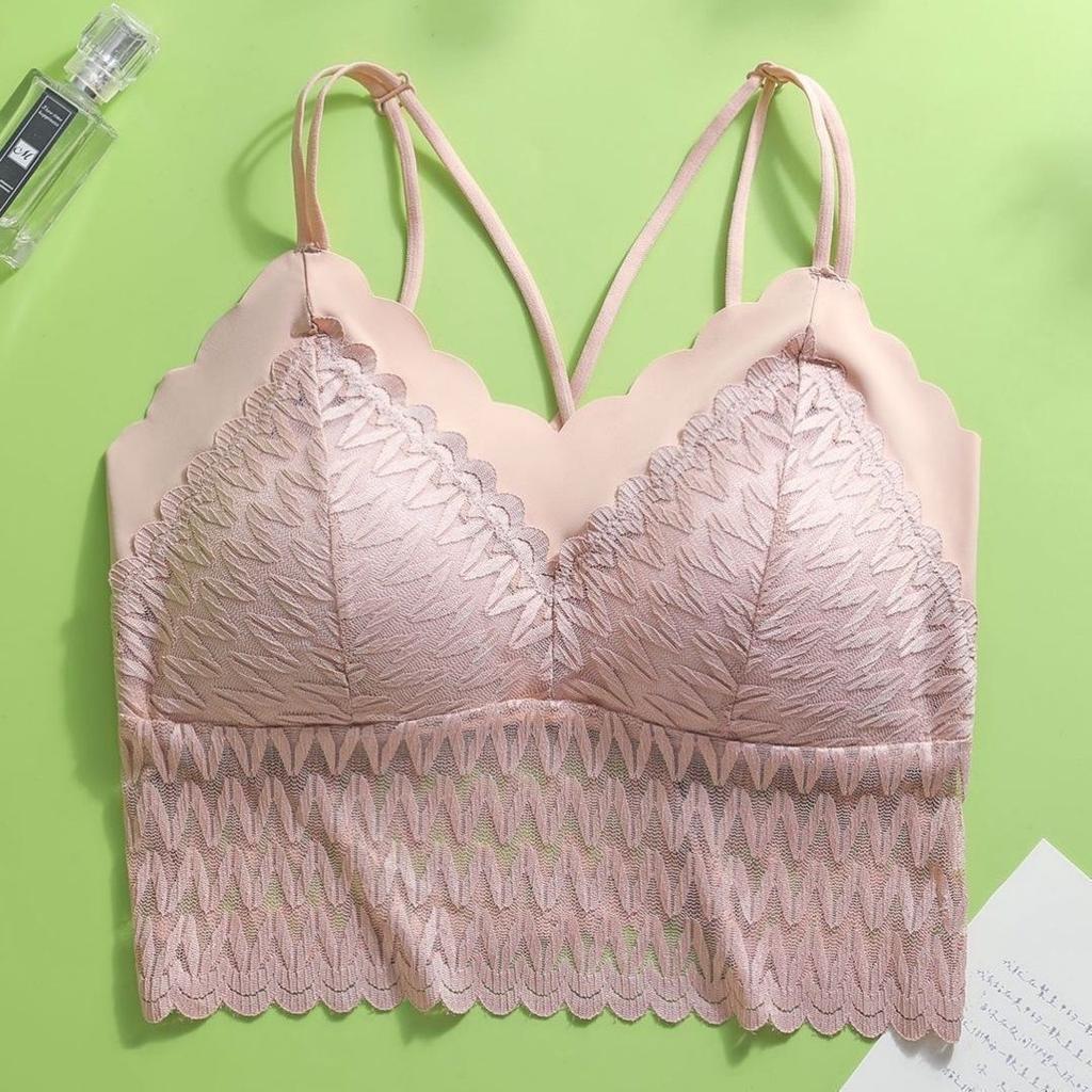 Plus Size Women's Sexy Lace Bra Thin Style with Cross-Over Design for Side Boob Control Anti-Drooping and Lifting Function