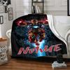 Iron Man In Action With Glowing Repulsors And A Futuristic Background Throw Customizable Blanket Customize Text Warmthful Decor For Sofa Couch Office