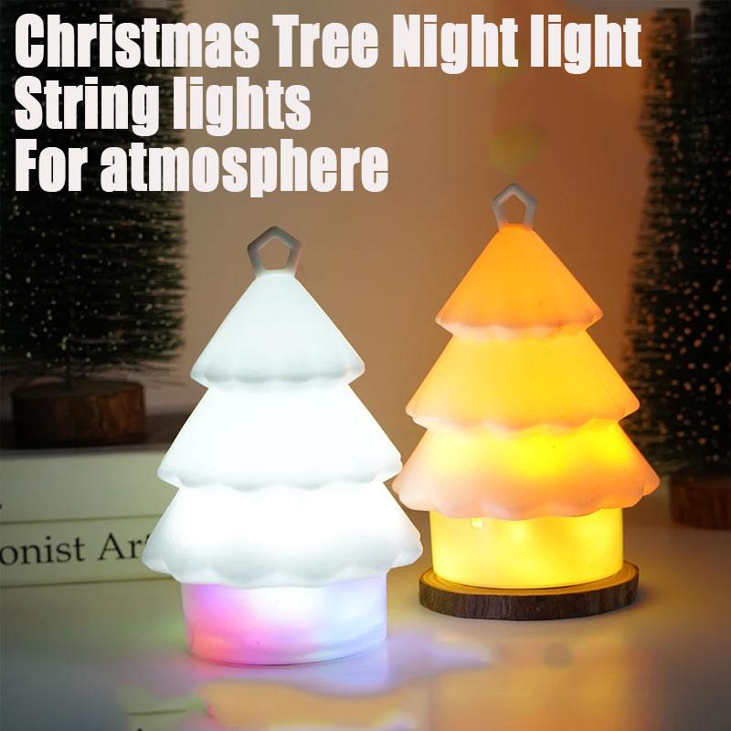 Christmas Tree Silicone Night Light With Hook 10m Storable String Light Rechargeable Atmosphere Night Lamp Cartoon Table Lamp