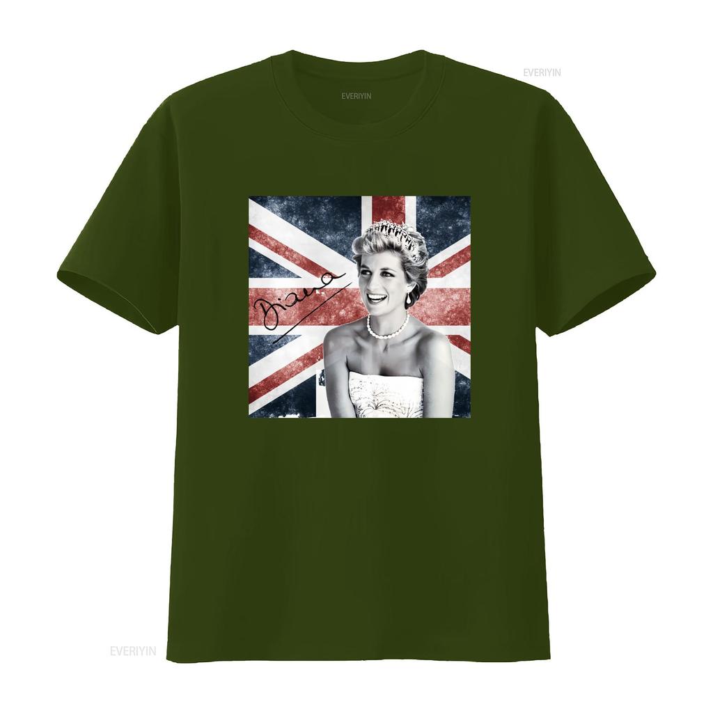 New Popular Princess Diana Lady Funny T Shirt White Men All Size British Flag Design Vintage Washed Slightly Designer Clothes