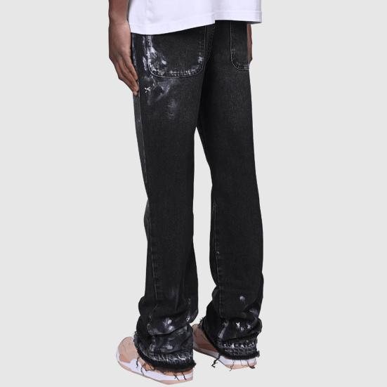 Men's Vintage Jeans Casual Straight Mid Waist Denim Pants Distressed Washed Trousers with Pockets for Streetwear Travel