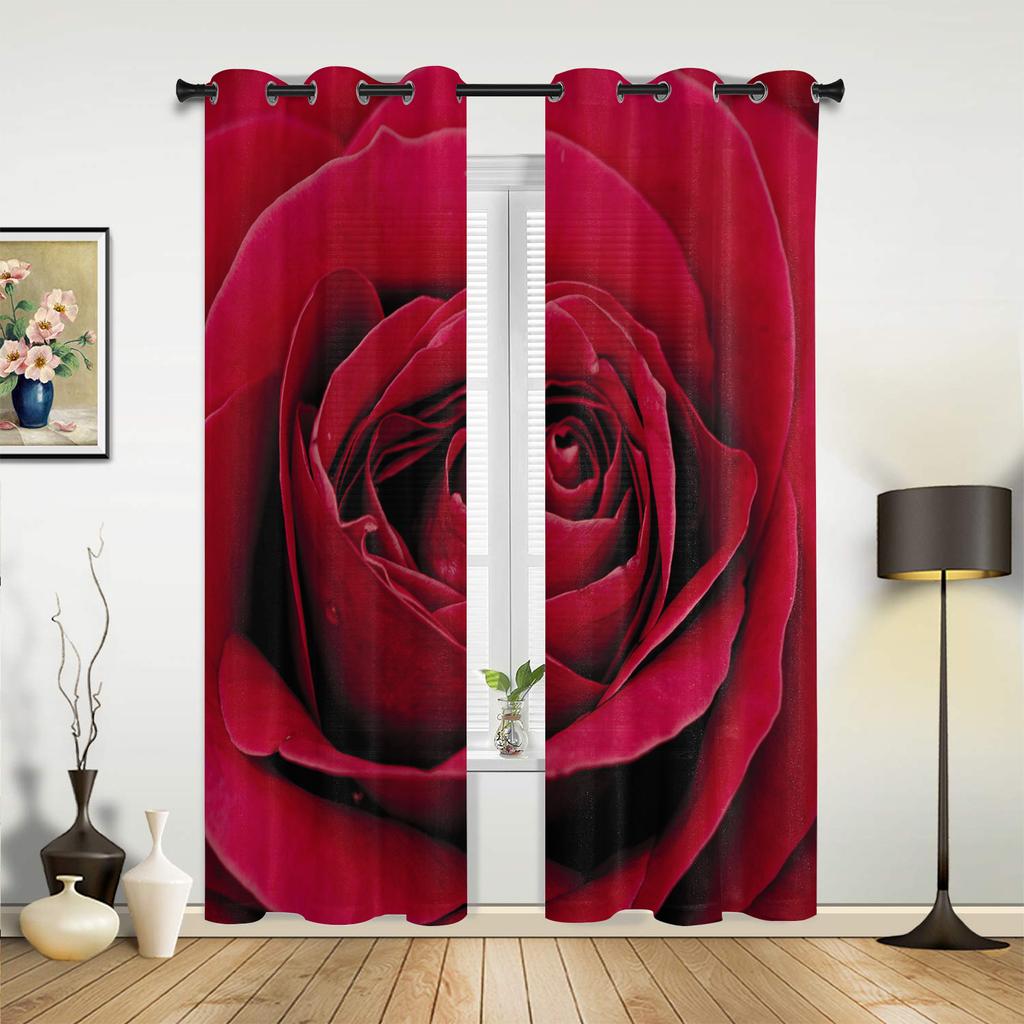Pink Rose Flower Butterfly Curtains for Bedroom Living Room Drapes Kitchen Children's Room Window Curtain Modern Home Decor