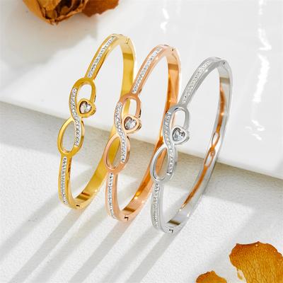 2026 European and American Fashion Versatile 8-character Peach Heart Bracelet, High-end Sense, Elegant Light Luxury Jewelry Ins Style Niche