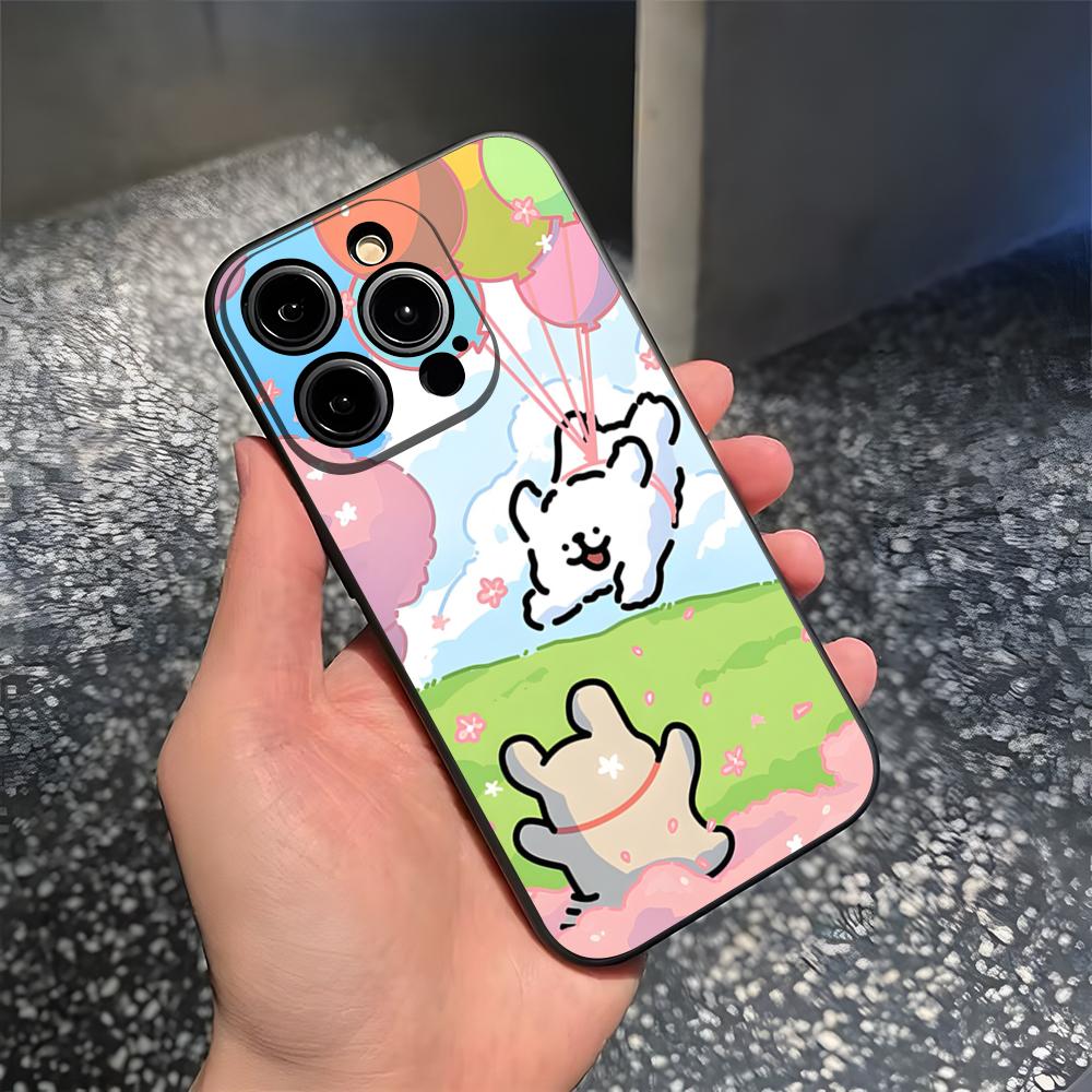 Korea Line Puppy Maltese Phone Case For 15 Pro Max Iphone 14 Pro Max 12 15 Plus 13 Pro 11 Xr X Xs 8 7 Plus Silicone Back Cover