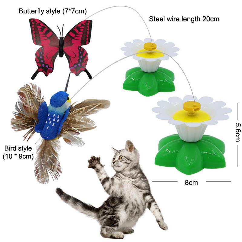 Rotating Electric Flying Bird Teasing Stick Automatically Spins Around Hummingbird Cat Toy Intelligence Training Funny Pet Toys