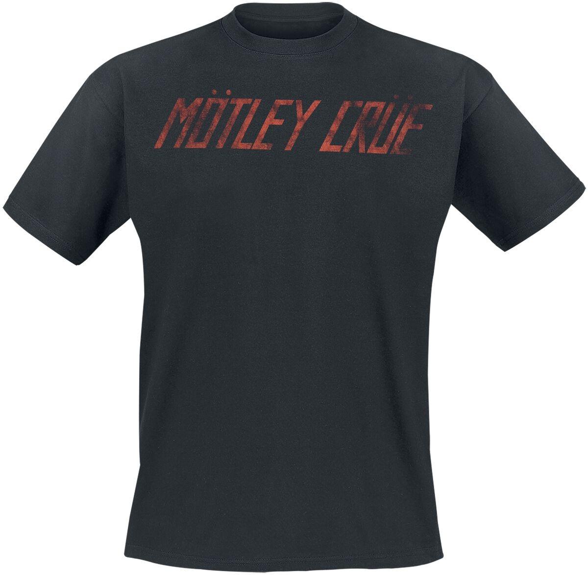 Mötley Crüe Vintage Distressed Band Logo Graphic Cotton TShirt Unisex Hard Rock Style Black Short Sleeve Top XL