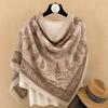 oversized beige flower travel sunscreen sunshade cotton and linen scarf women's silk scarf 111cm large square scarf shawl dual-purpose