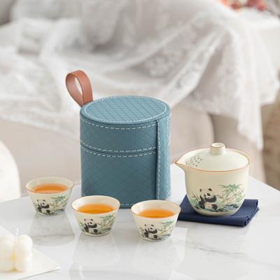 Ru Kiln Panda Ceramic Fast Cup Outdoor Portable Travel Tea Set One Pot Three Cups Home Souvenir Business Gifts