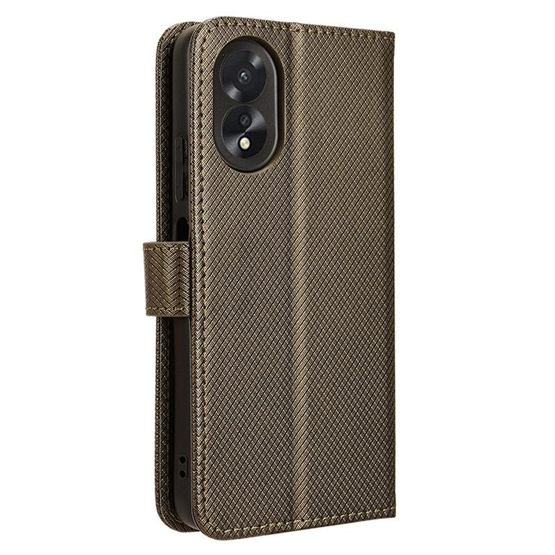 For Oppo A18 4G/A38 4G Leather Phone Case Stand Diamond Texture Protective Phone Cover