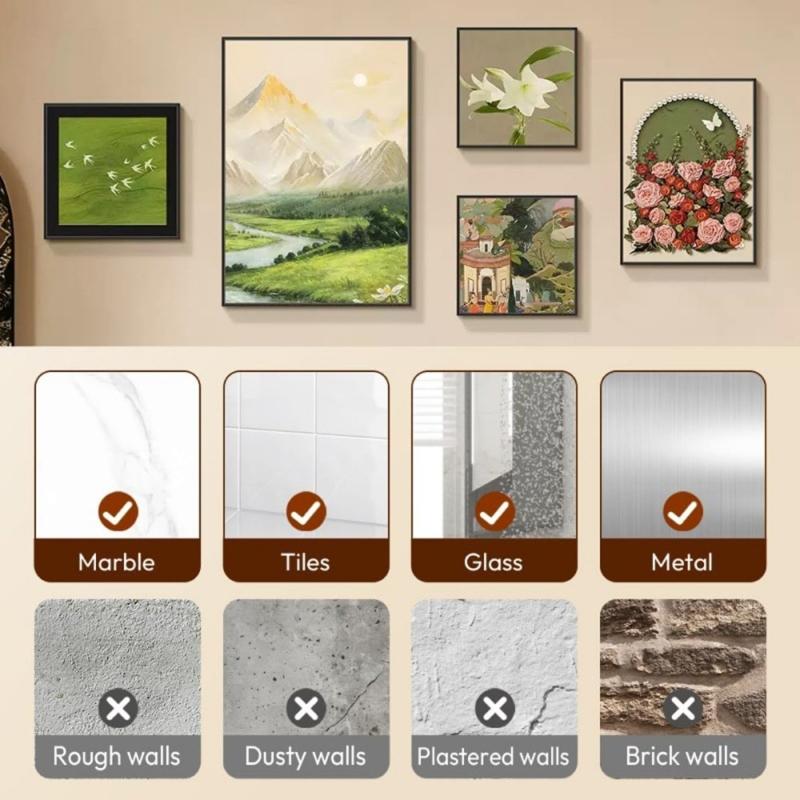 No Drilling Wall Hook Metal Hanging Picture Holder Organizers Without Damaging Wall for Photo Display Easy Installation