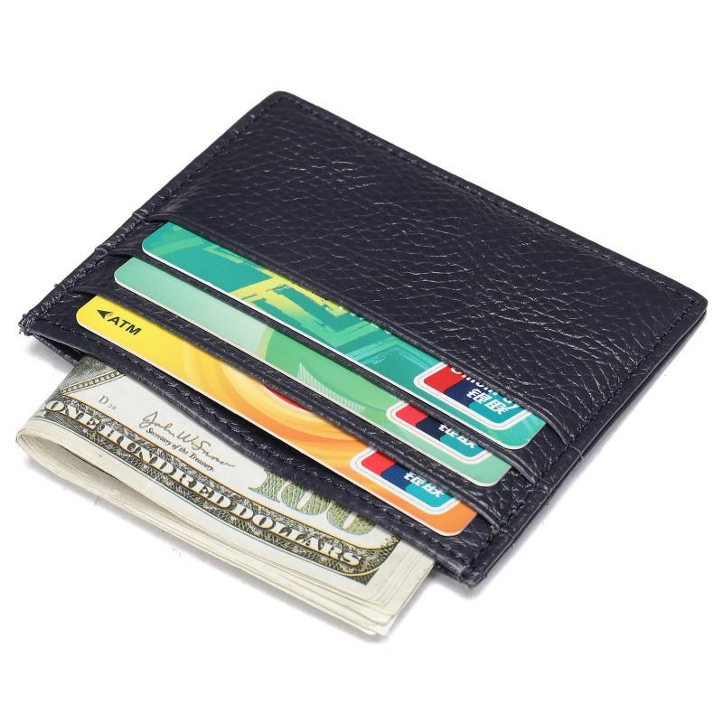 Men's Real Pickup Bag Women's Simple Credit Card Holder Multiple Slots Top Layer Cow Cover Thin Design
