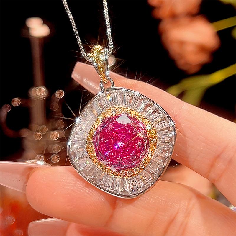 Autumn And Winter Jewelry Copper Bottom Gold-Plated Rose Cut Dragon Fruit Color Temperament Light Luxury Suit Women 14-10M