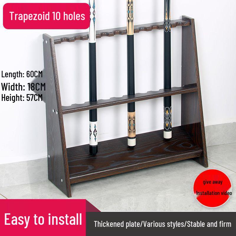 Напольная стойка для бильярдных киев из массива дерева с многоотверстным хранилищем