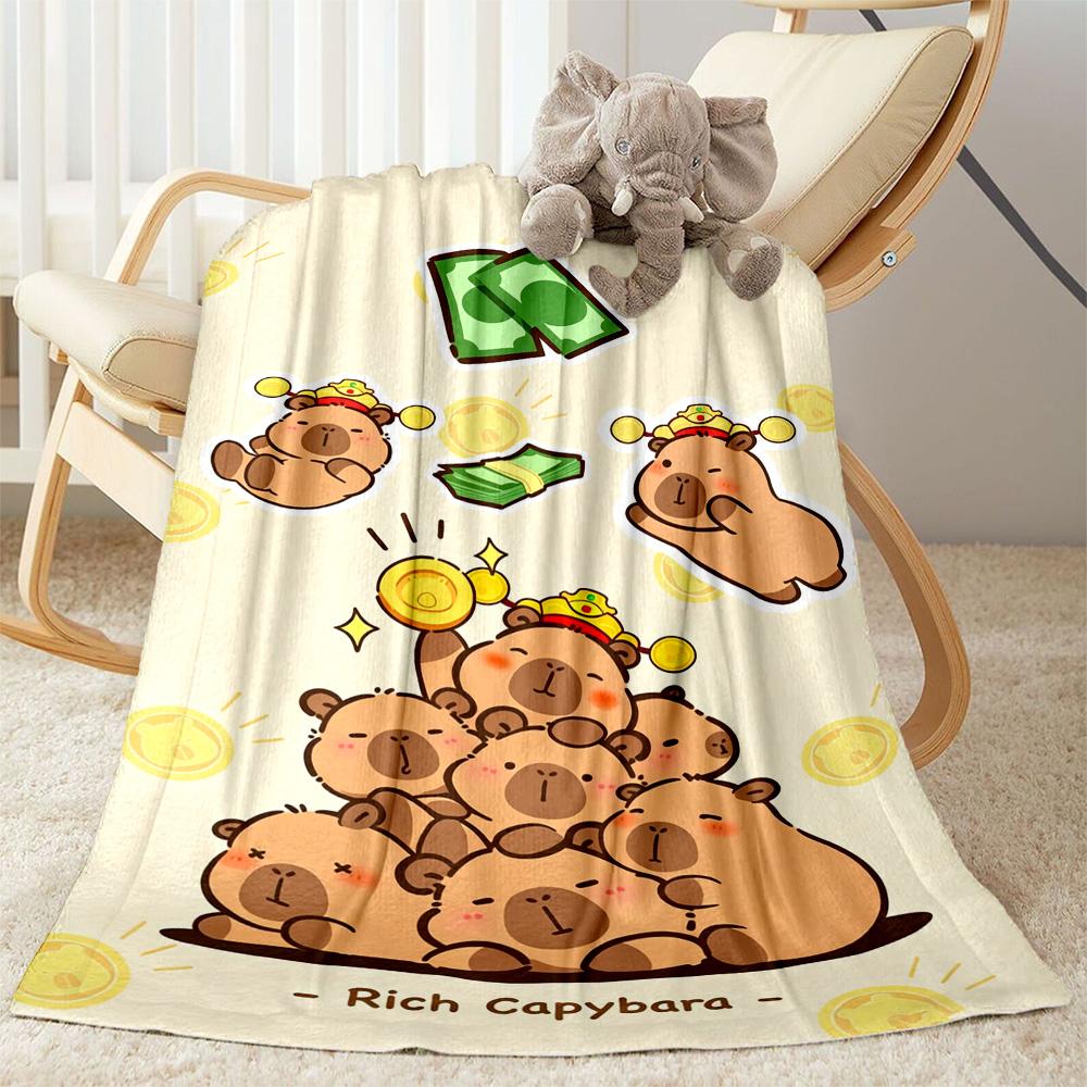 

1pc Capybara Beach Blanket Comfortable Soft Lightweight All Year Round Multi Purpose Blanket Travel Camping Picnics Sofa Office bedroom Gift Friends 80cmx120cm