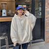 Autumn Winter Velvet Hooded Oversized Hoodie Women Loose Top Letter Print for Student Ladies