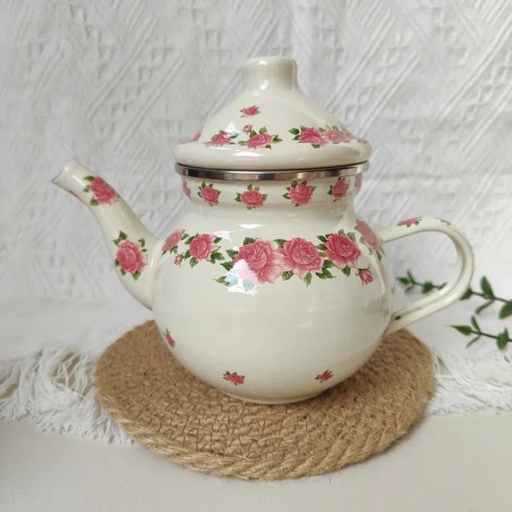 

Потовщений емальований чайник з чайним фільтром Кухонний чайник Побутова міні-кавниця для молока Можна використовувати на індукційній плиті, на відкритому вогні