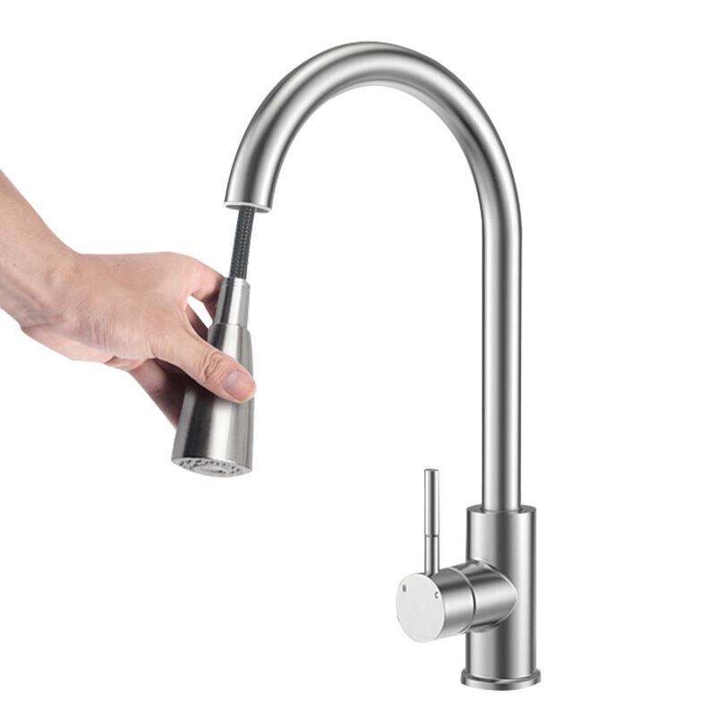304 Household Kitchen Dual Mode Sink Faucet Stainless Steel Pull-out Washing Basin Bathroom Water Tap