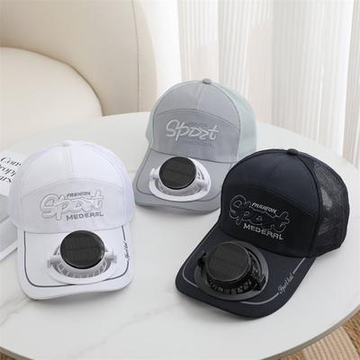 Gorra de Béisbol Poliéster Ventilador de Carga Solar Sombrero Protección Solar Pico de Pato Sombrero con Ventilador de Carga USB Sombrero de Pesca Para Adultos