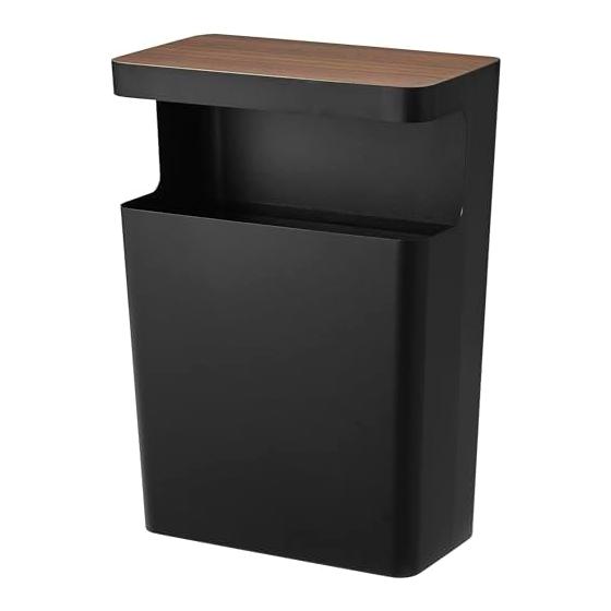 Yamazaki Jitsugyo (Yamazaki) Top Plate Trash Can Square Shape Brown W31 x D17 x H42.5cm RIN RIN Bags Can't Be Seen Trash Can Side Table 1981