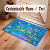 Dinosaur Theme Soft Crystal Velvet Rug Custom Name & Text Print Non Slip Floor Rug for Bedroom Living Room