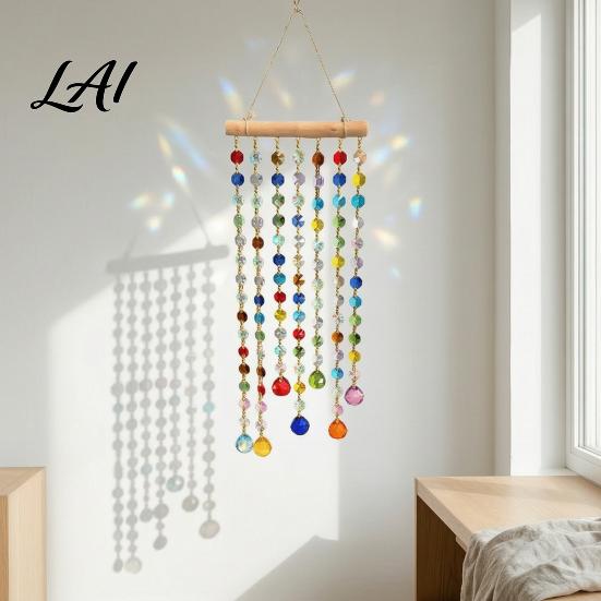 Crystal Wind Chime Pendant Suncatchers Window Crystals Hanging Suncatcher Colorful Glass Beads Chain Birthday Gift for Decor Lovers Chimes