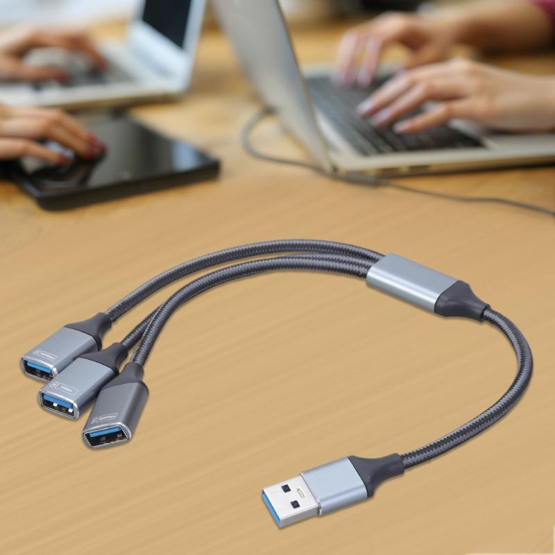 USB Male Adapter Cable with 1xUSB3.0 and 2xUSB2.0 Port Splitter for Laptop TV PowerBank Mouse