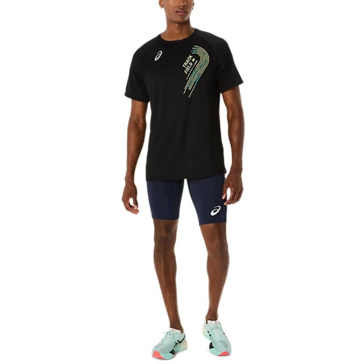 ASICS T Shirts Men's Black Crew Neck 2091A749-001